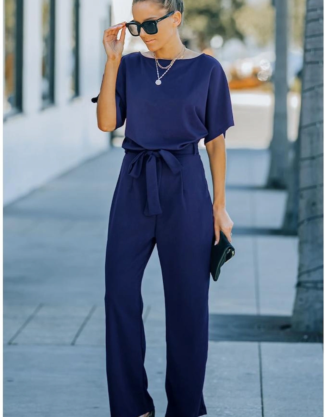 Azura Exchange Wide Leg Jumpsuit with Belt