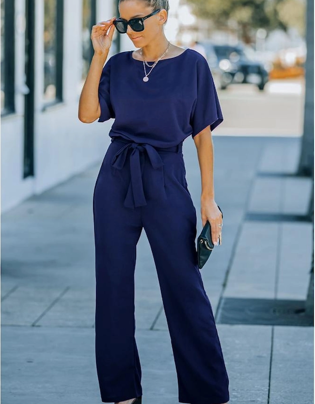 Azura Exchange Wide Leg Jumpsuit with Belt