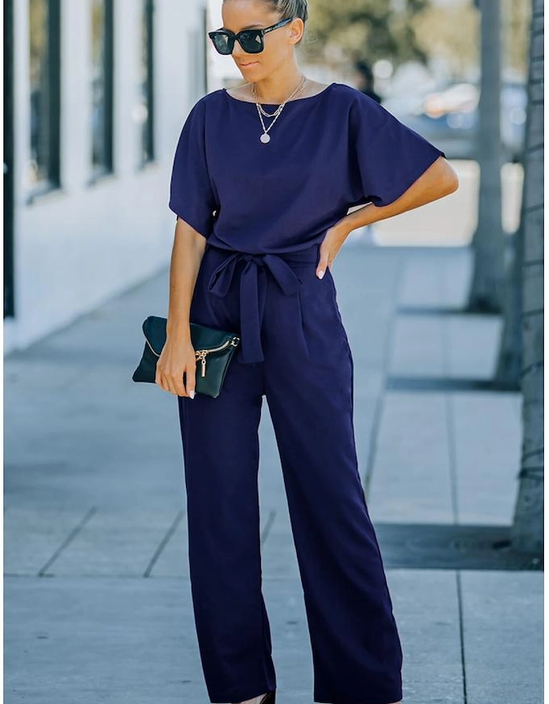 Azura Exchange Wide Leg Jumpsuit with Belt
