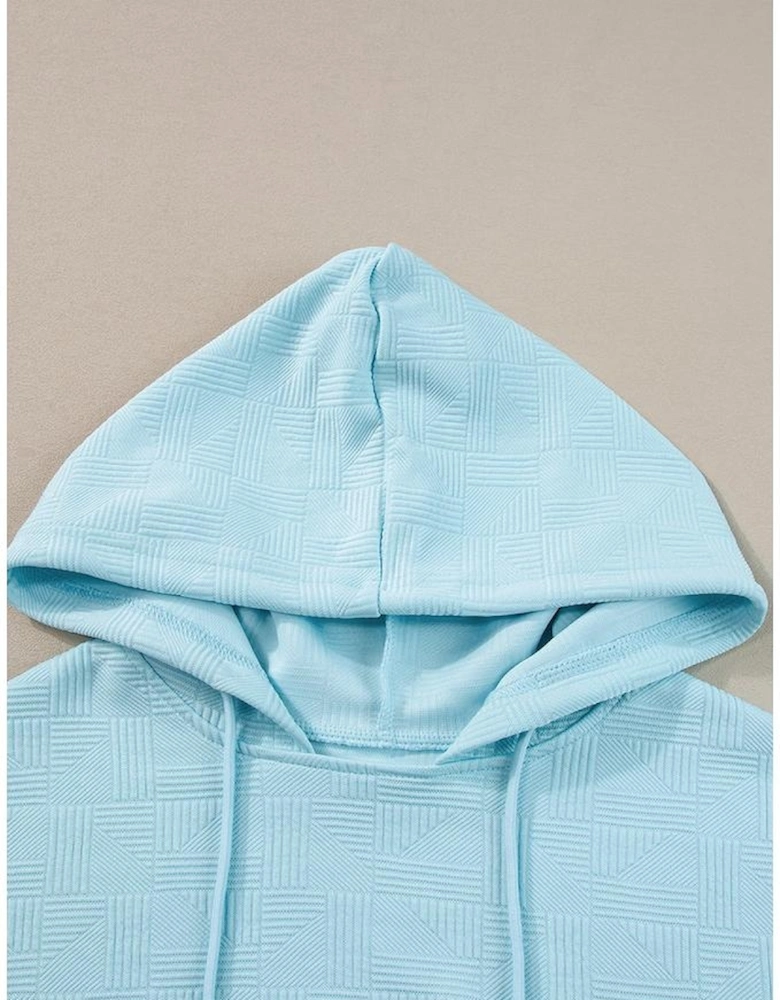 Beau Blue Textured Cropped Hoodie and Shorts Set