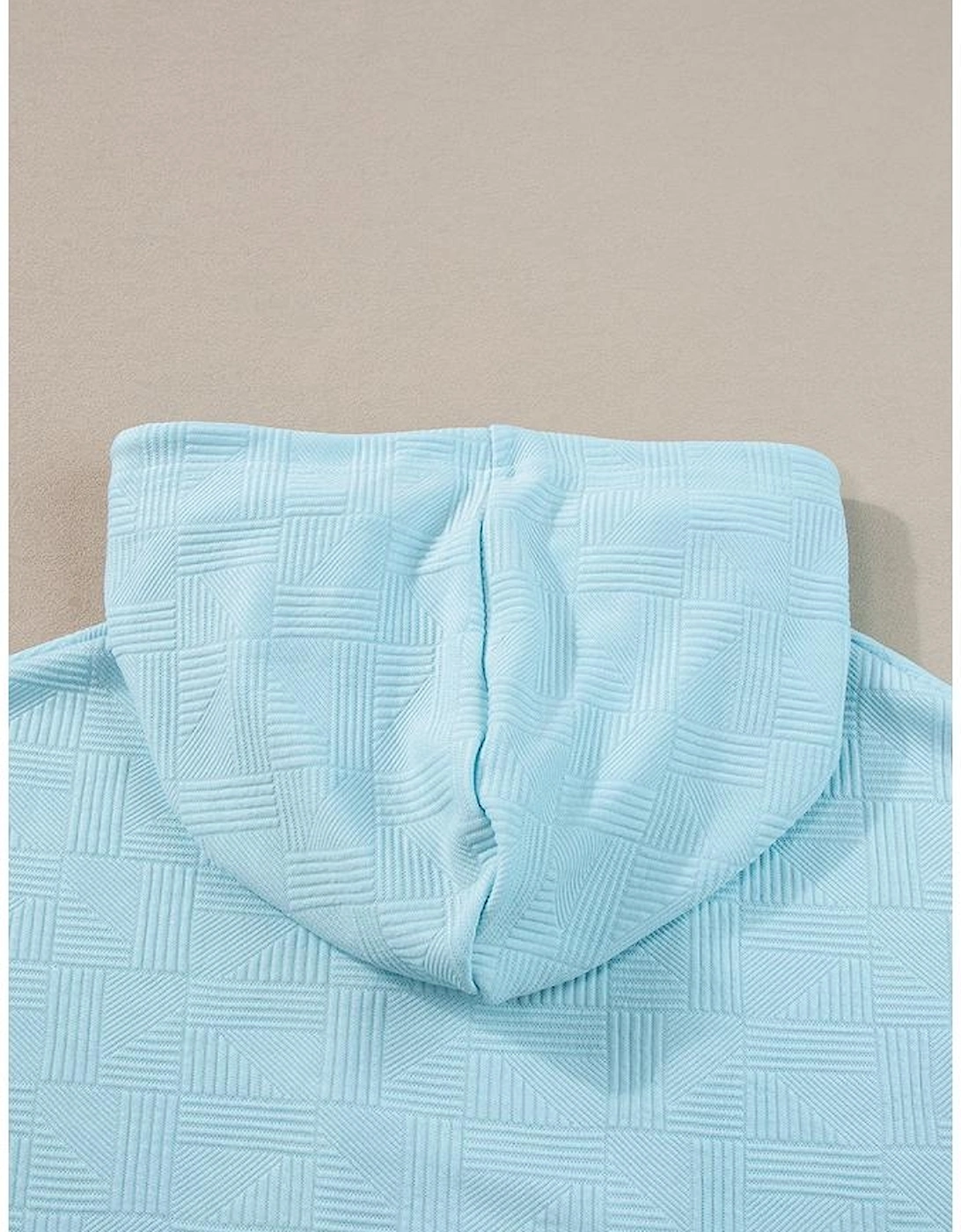 Beau Blue Textured Cropped Hoodie and Shorts Set