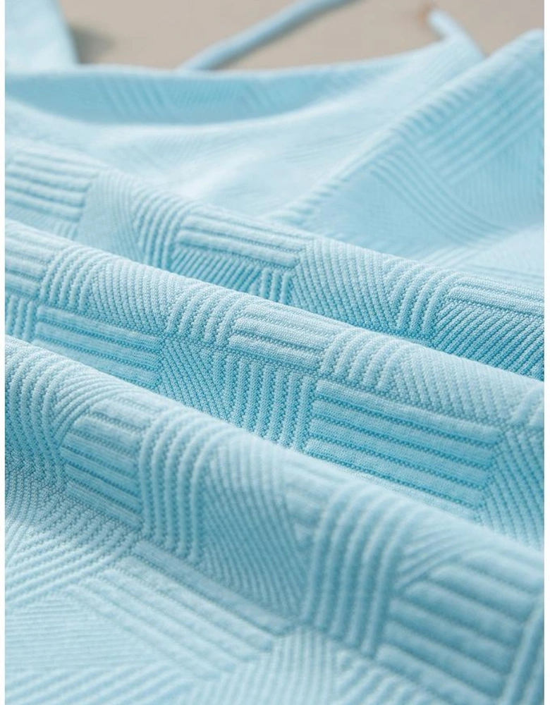 Beau Blue Textured Cropped Hoodie and Shorts Set