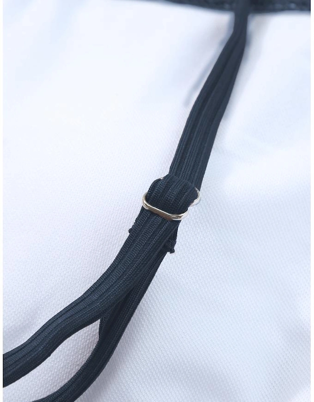 Navy Blue Ribbed Drawstring Sides Cutout One Piece Swimsuit