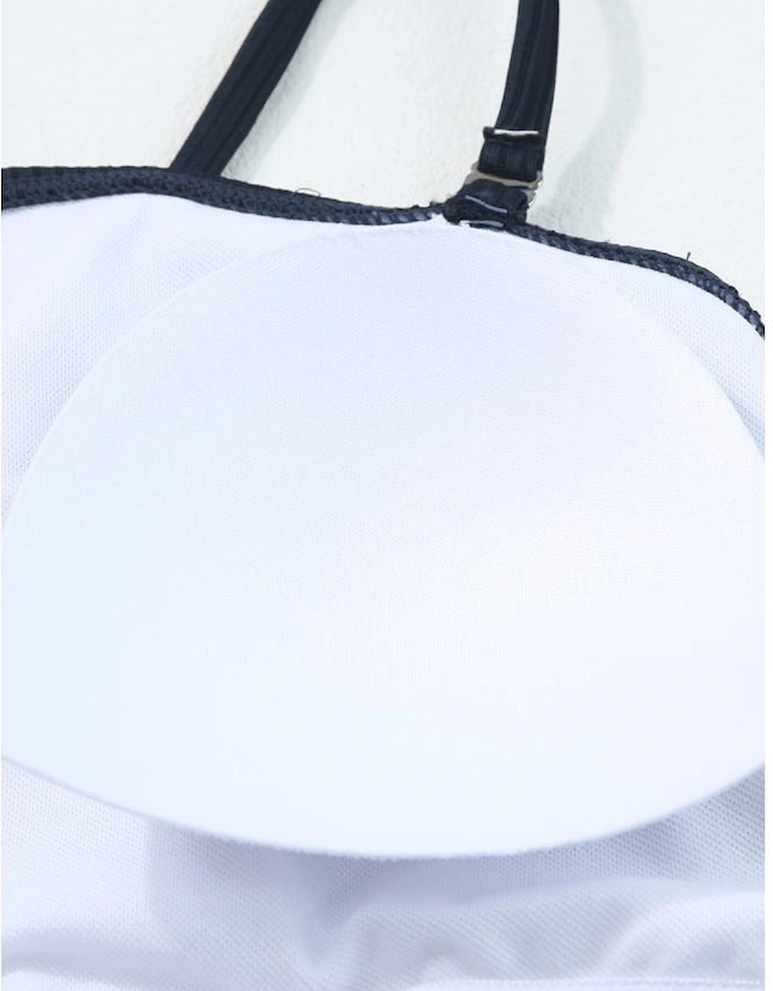 Navy Blue Ribbed Drawstring Sides Cutout One Piece Swimsuit