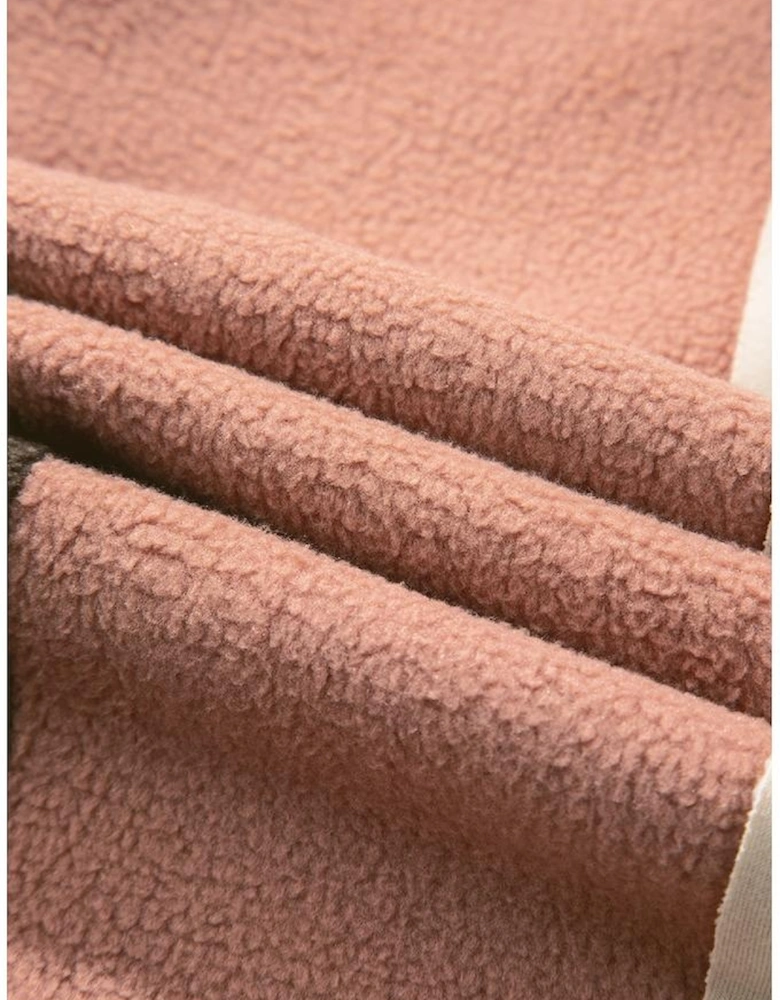 Beige Oversized Color Block Patchwork High Low Hoodie