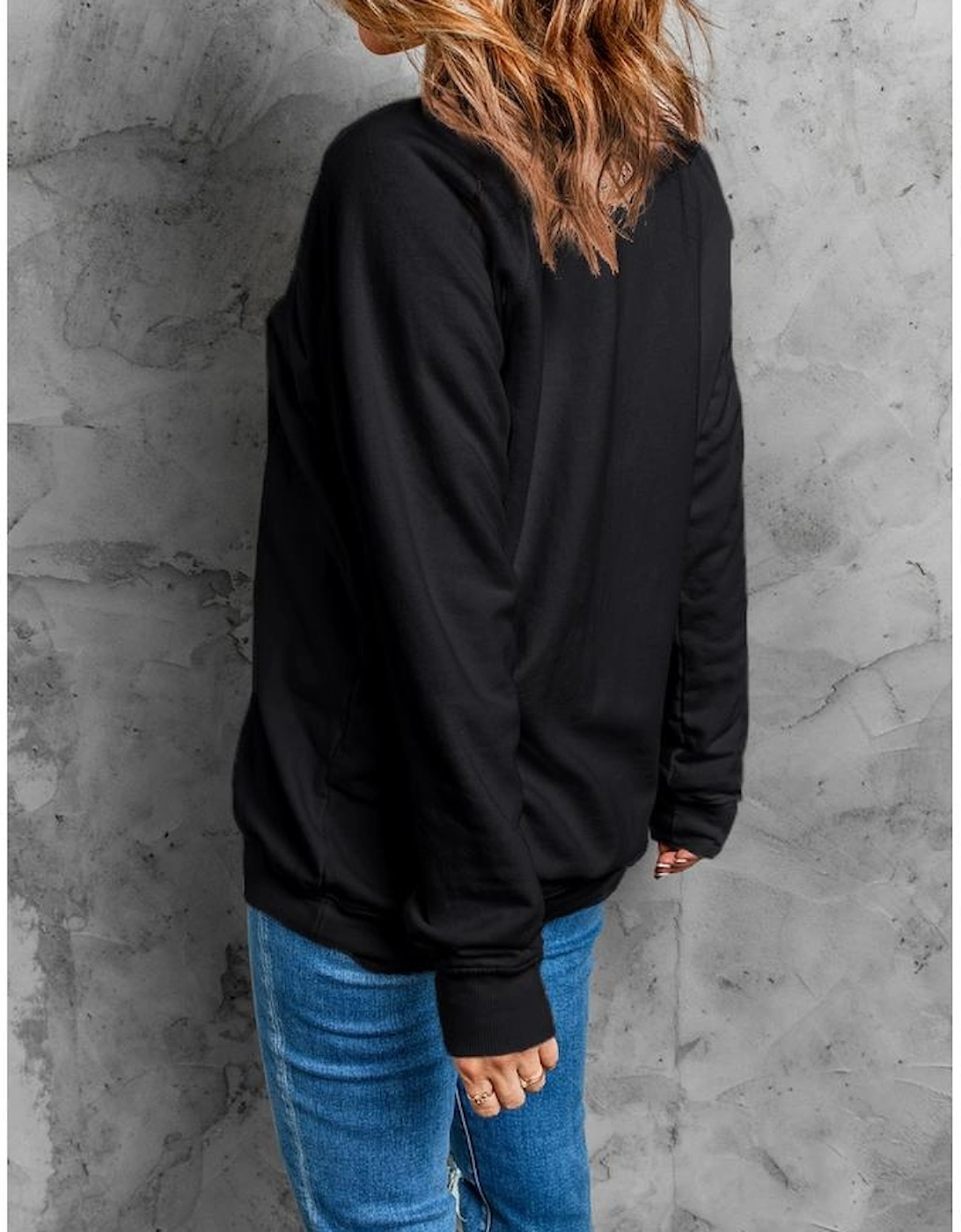 Black HO HO HO Christmas Tree Graphic Pullover Sweatshirt