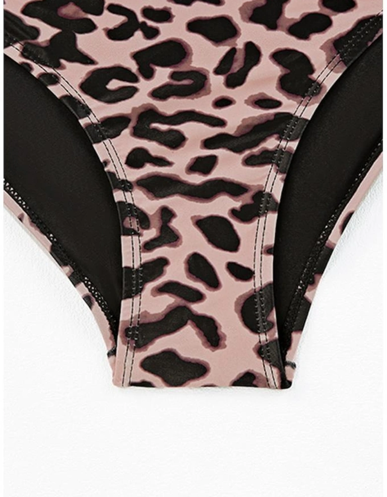 Black Square Neck Sleeveless Fashion Print Tankini Set