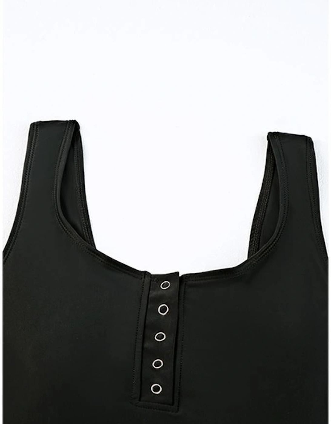 Black Square Neck Sleeveless Fashion Print Tankini Set