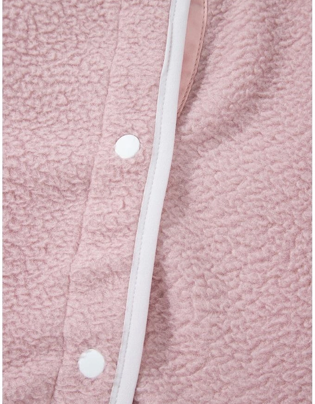 Fushia Stand Neck Half Button Zip Pocket Plush Sweatshirt, 16 of 15