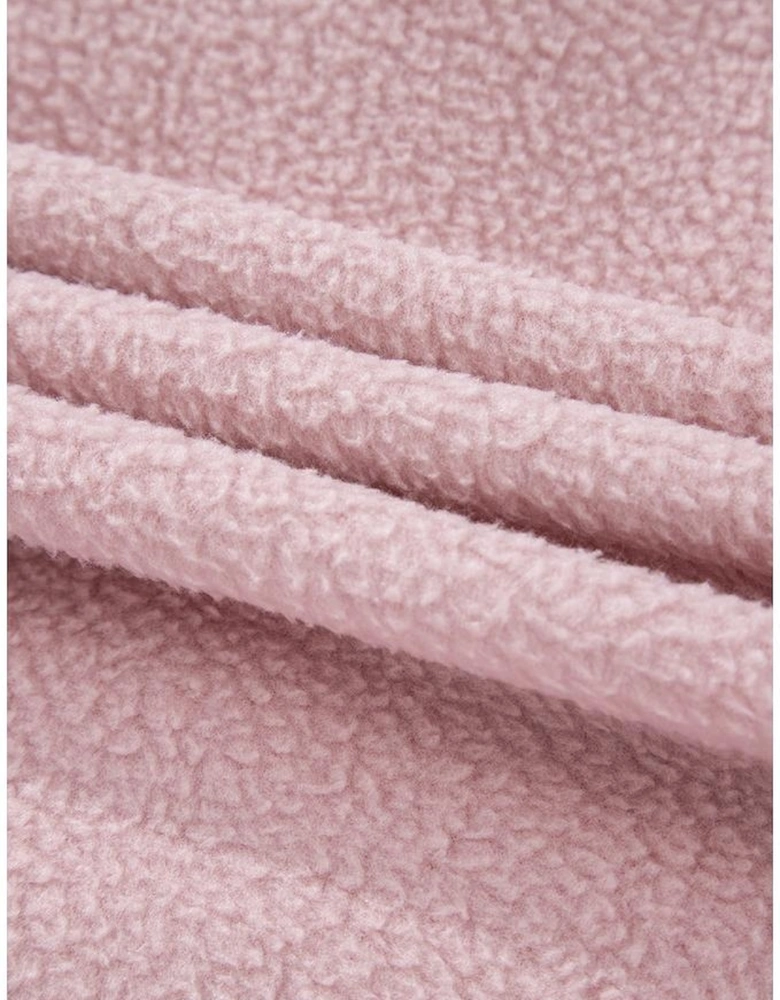 Fushia Stand Neck Half Button Zip Pocket Plush Sweatshirt