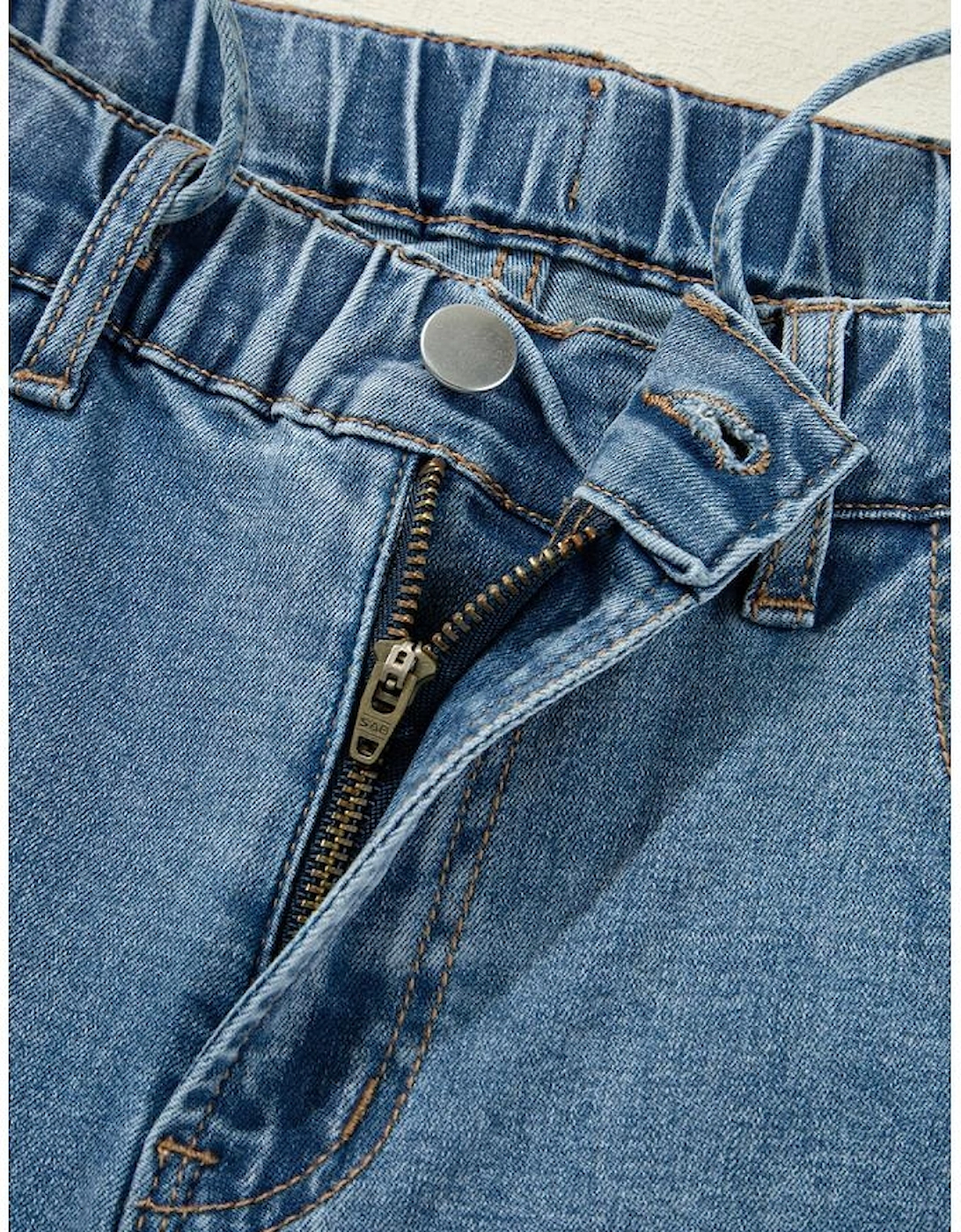 Dusk Blue Medium Wash Super Wide Leg Denim Pants