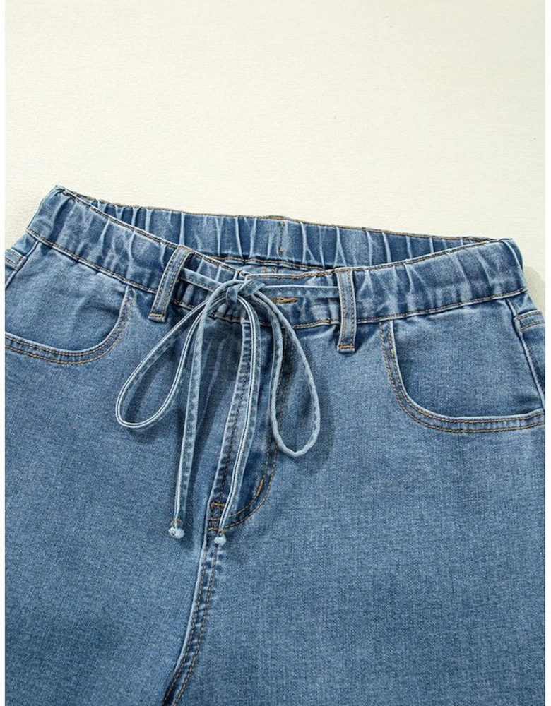 Dusk Blue Medium Wash Super Wide Leg Denim Pants