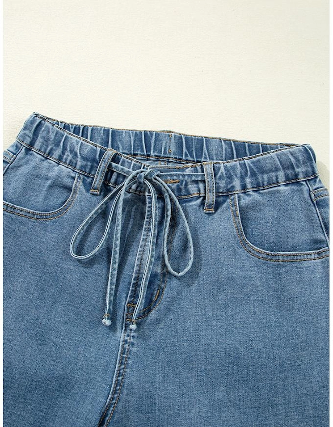 Dusk Blue Medium Wash Super Wide Leg Denim Pants