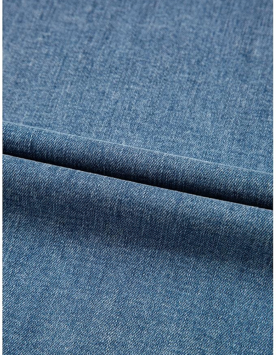 Dusk Blue Medium Wash Super Wide Leg Denim Pants