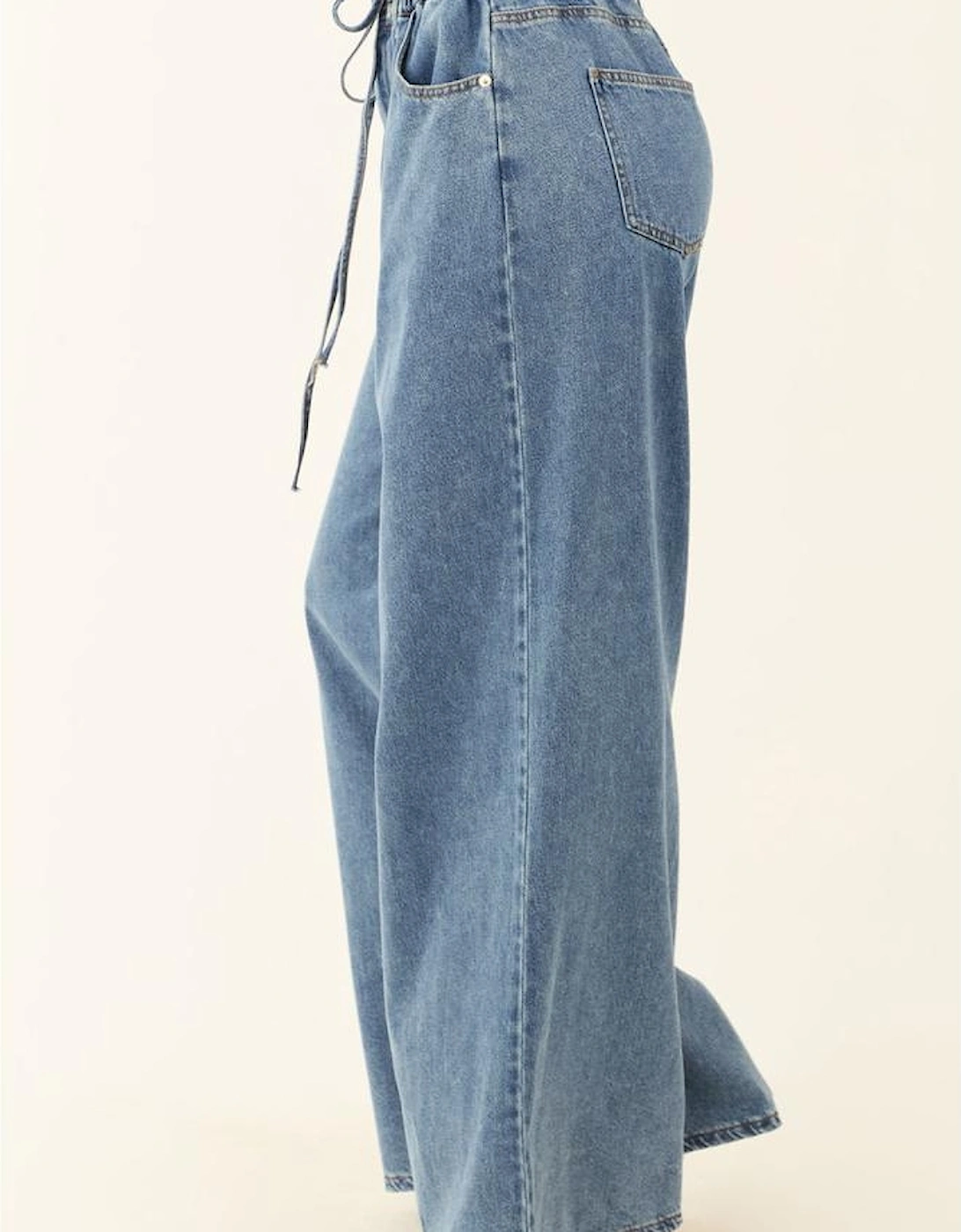 Dusk Blue Medium Wash Super Wide Leg Denim Pants