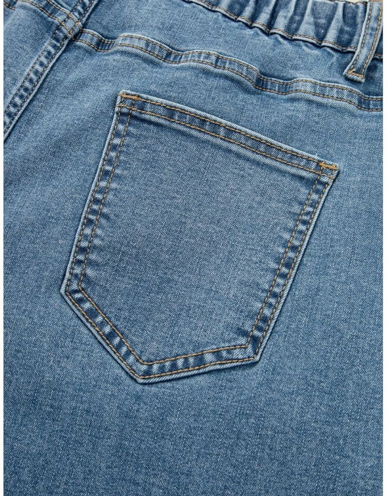 Dusk Blue Medium Wash Super Wide Leg Denim Pants