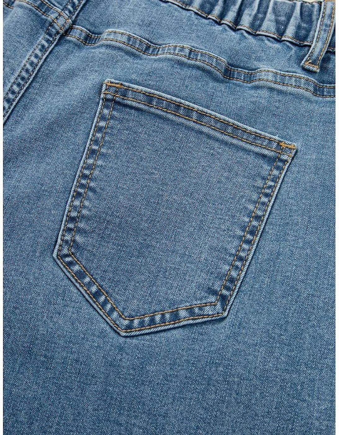 Dusk Blue Medium Wash Super Wide Leg Denim Pants