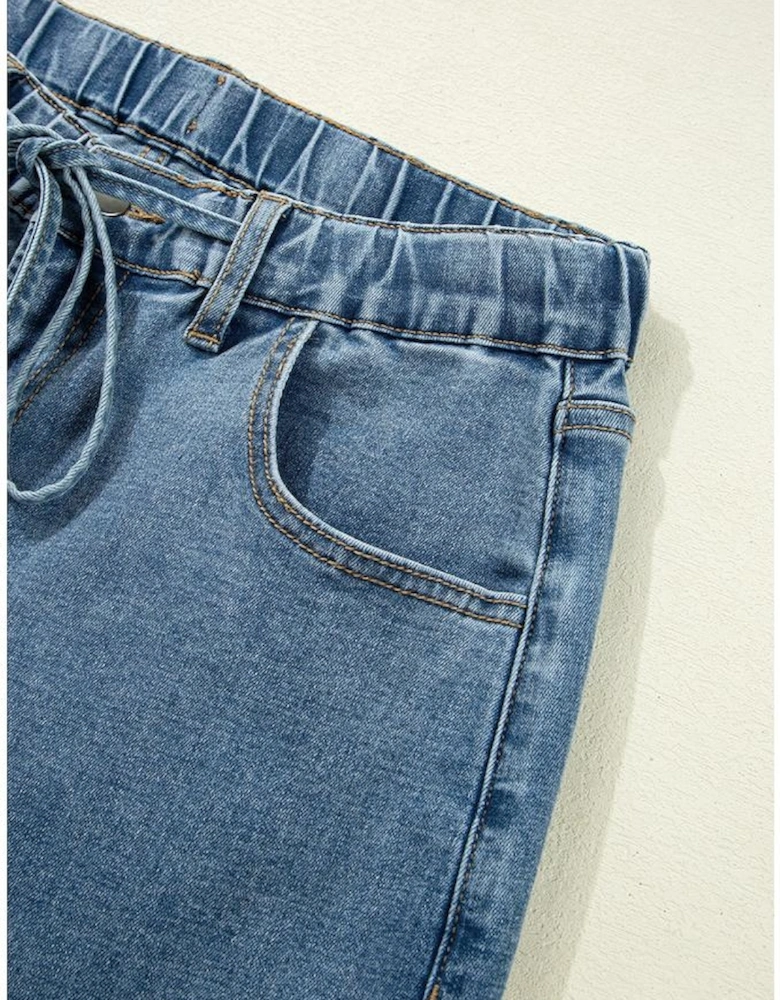 Dusk Blue Medium Wash Super Wide Leg Denim Pants