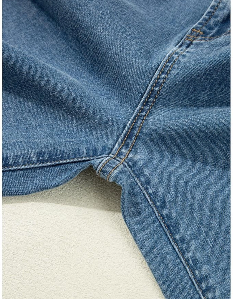 Dusk Blue Medium Wash Super Wide Leg Denim Pants