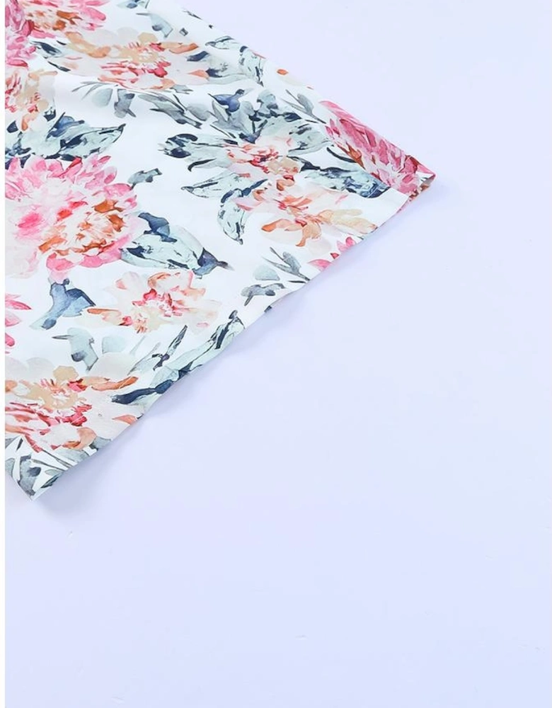 White Floral Spaghetti Straps Wide Leg Jumpsuit