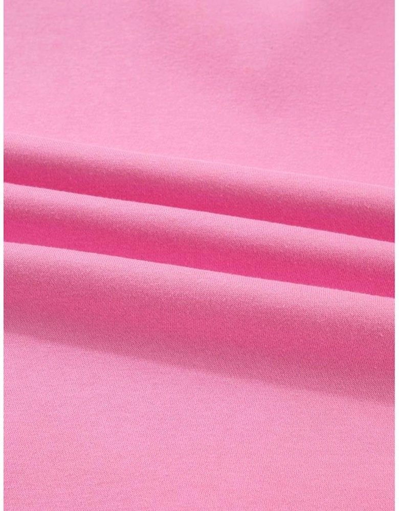 Pink Plus Size Contrast Polo Collar Floral Patchwork Elastic Cuffs Long Sleeve Top