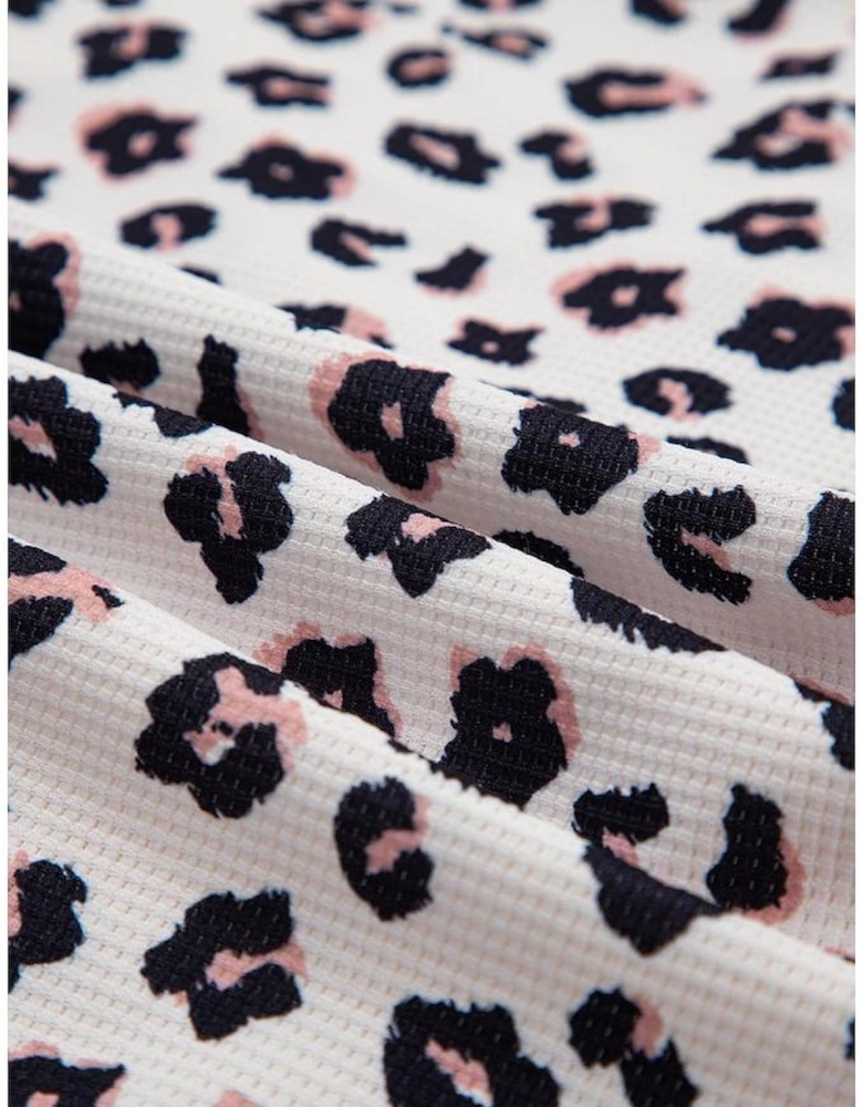 Khaki Leopard Waffle Quilted Patchwork Button Front Jacket