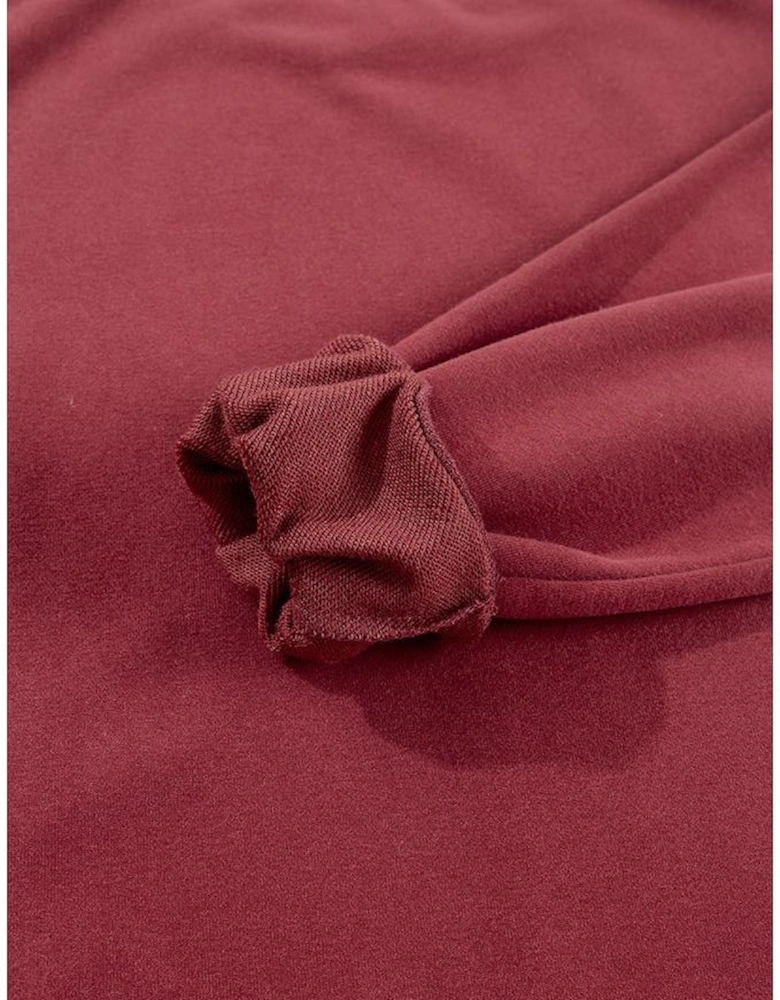 Burgundy Plain Drop Shoulder Crewneck Pullover Sweatshirt