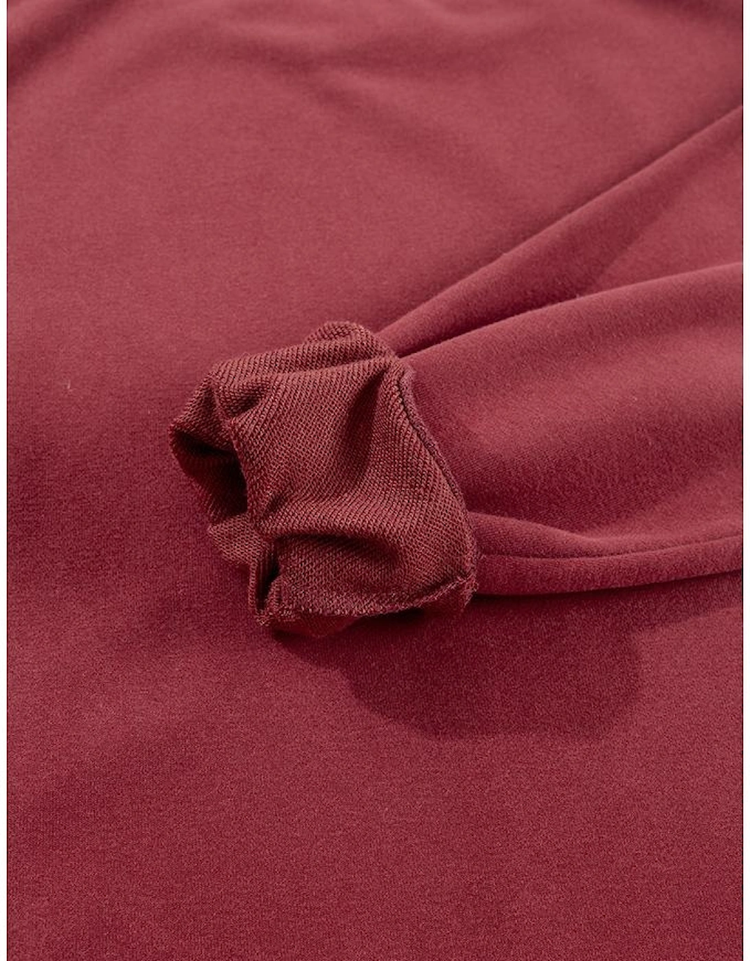 Burgundy Plain Drop Shoulder Crewneck Pullover Sweatshirt