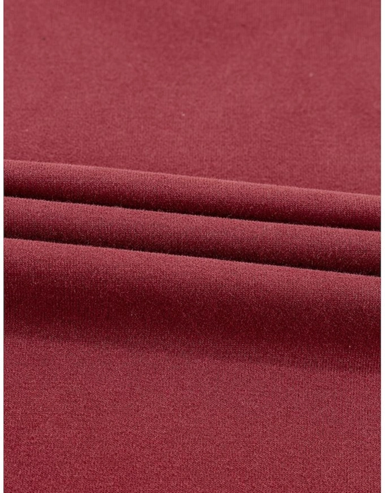 Burgundy Plain Drop Shoulder Crewneck Pullover Sweatshirt