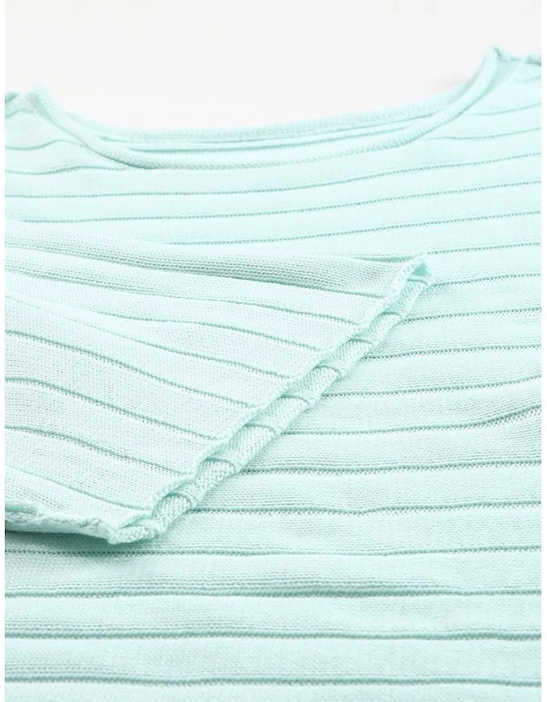 Green Exposed Seam Ribbed Knit Dolman Top