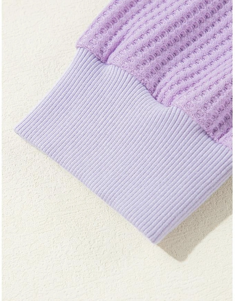 Orchid Petal Plus Size Waffle Knit Exposed Seam Flowy Top