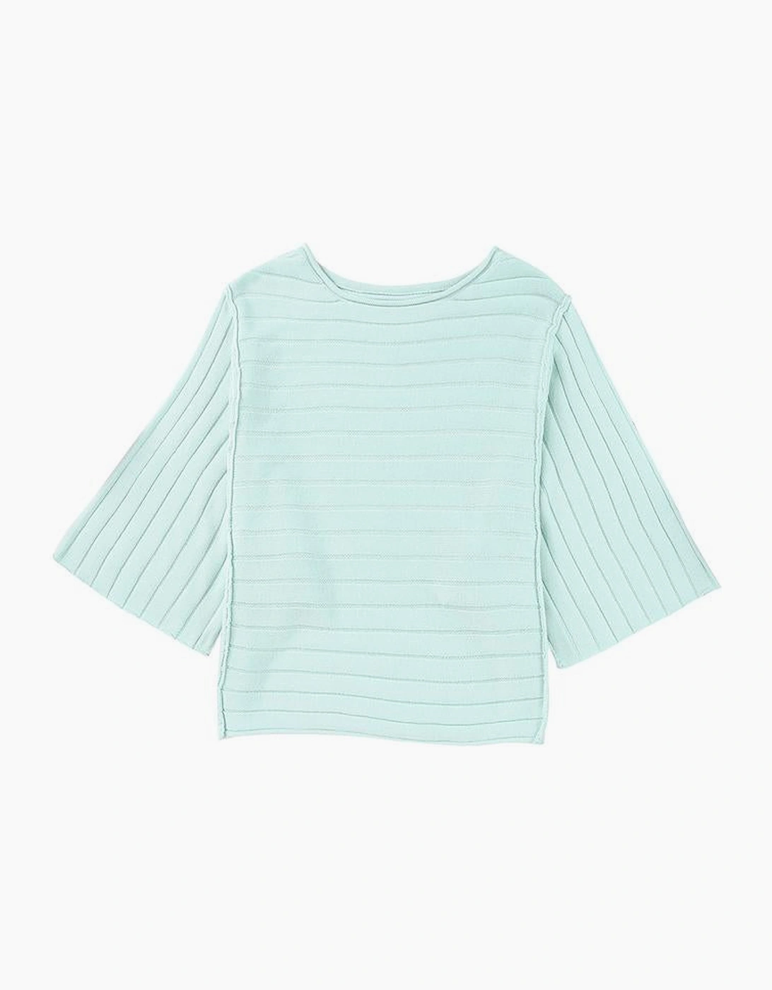 Green Exposed Seam Ribbed Knit Dolman Top