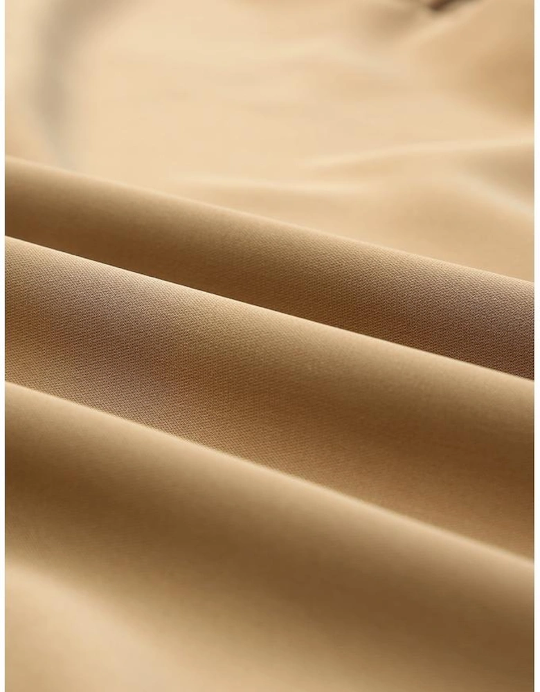 Khaki Ruffle Trim Short Sleeve Oversize Blouse