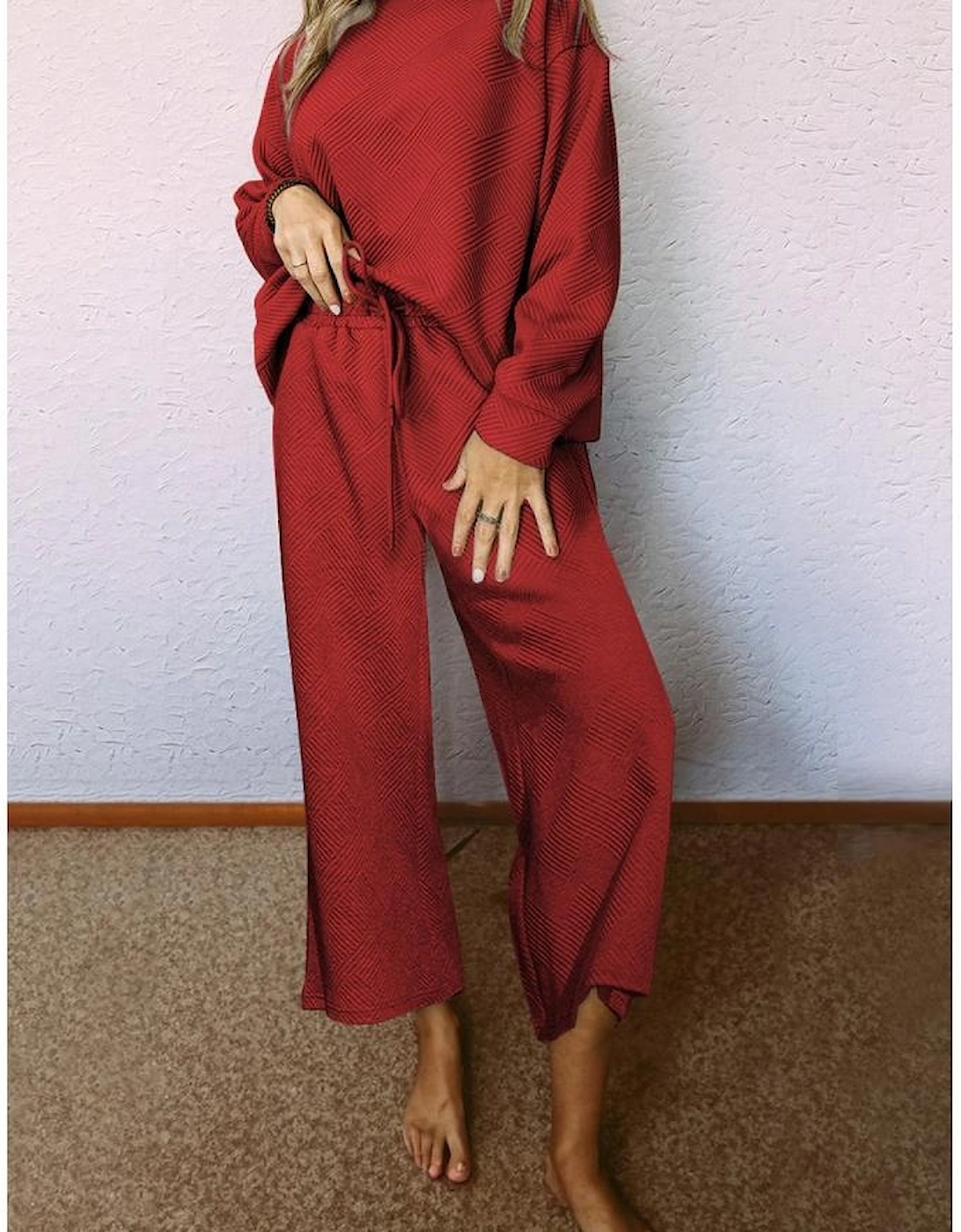 Red Dahlia Ultra Loose Textured 2pcs Slouchy Outfit, 10 of 9