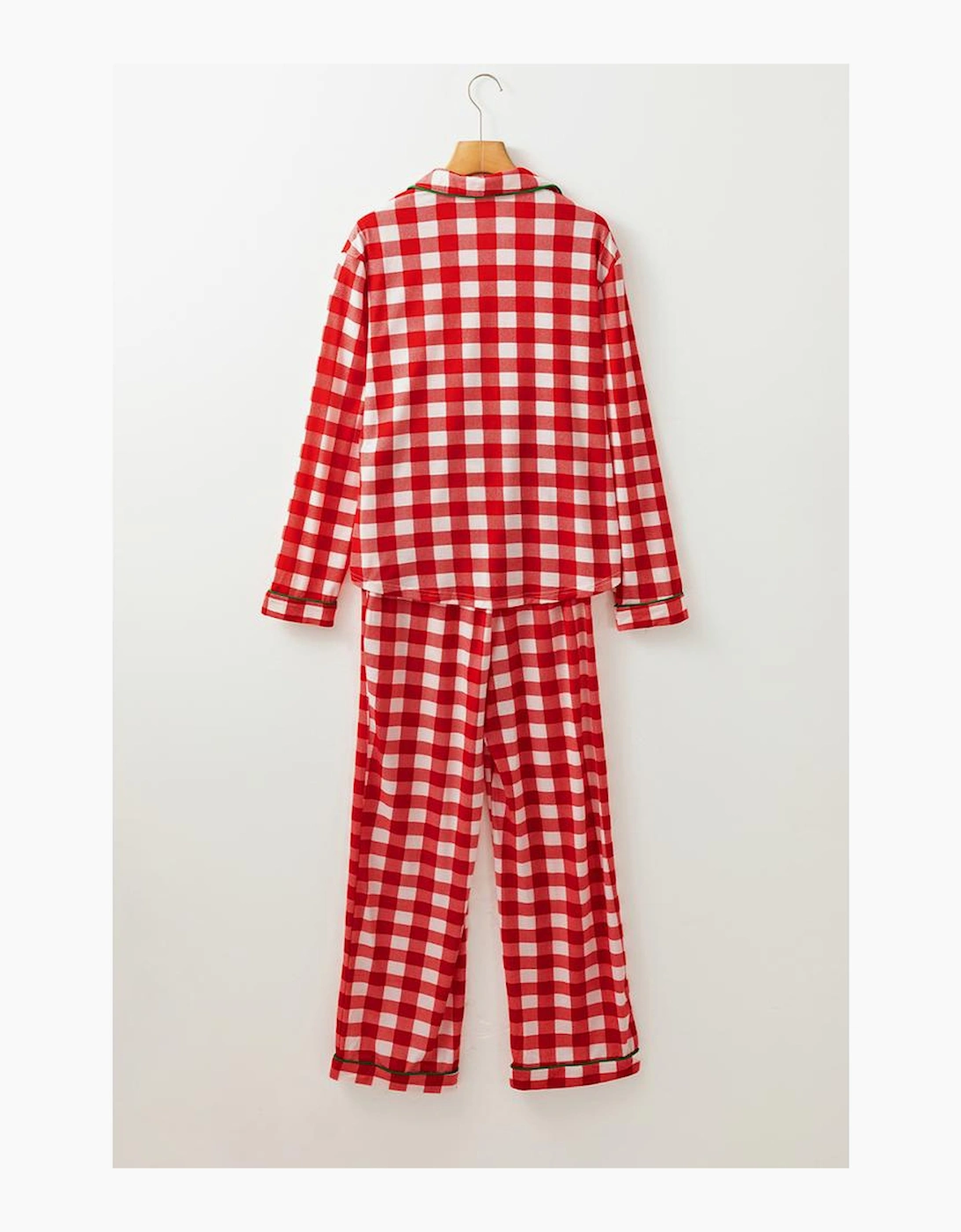 Fiery Red Christmas Plaid Print Shirt and Pants Pajama Set