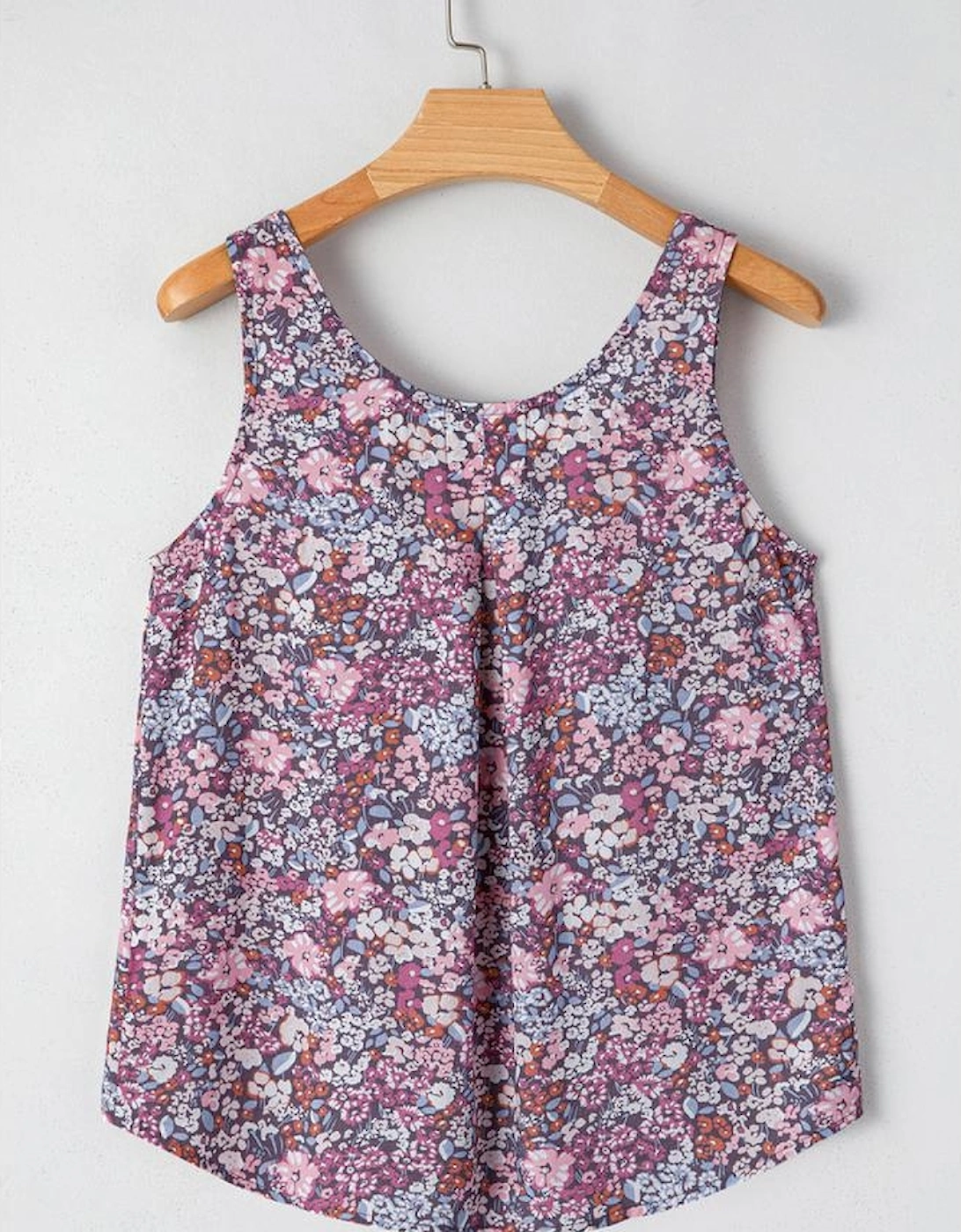 Yellow Boho Floral Pleated Buttoned Front Tank Top