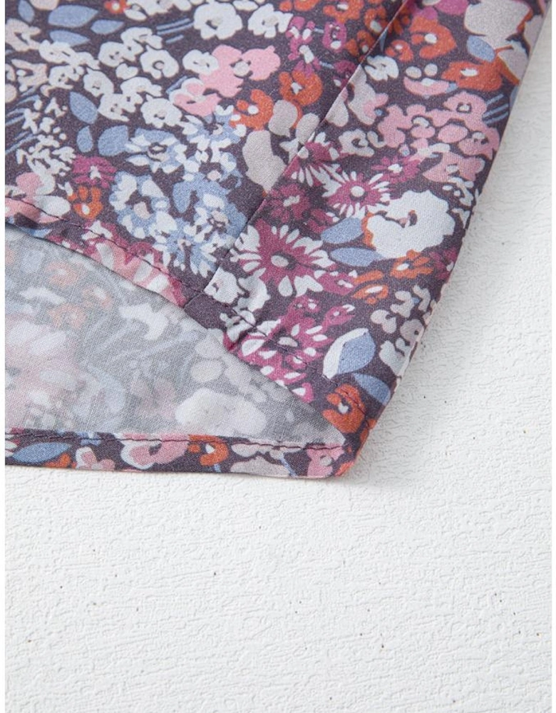 Yellow Boho Floral Pleated Buttoned Front Tank Top