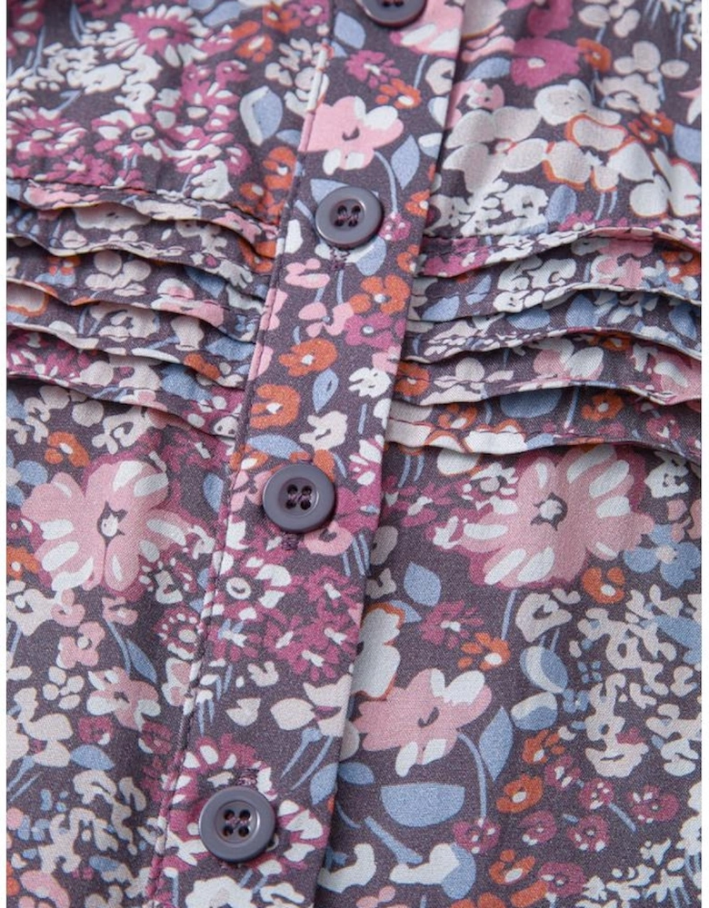 Yellow Boho Floral Pleated Buttoned Front Tank Top