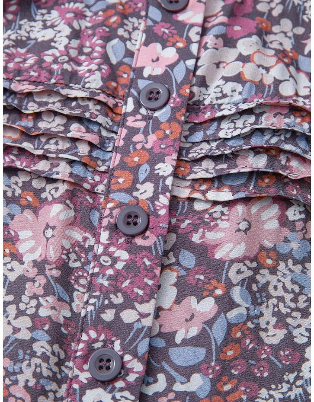 Yellow Boho Floral Pleated Buttoned Front Tank Top