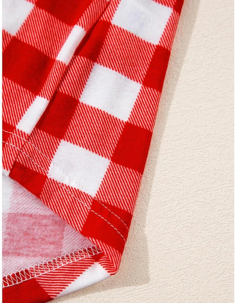 Fiery Red Christmas Plaid Print Shirt and Pants Pajama Set