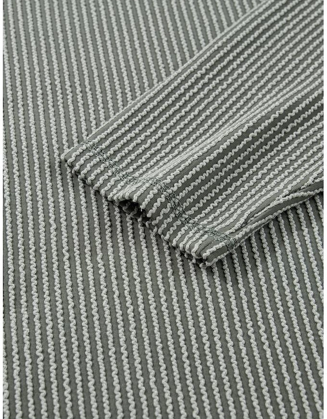 Green Bay Twist Ribbed Exposed Seam Detail Long Sleeve Loose Top