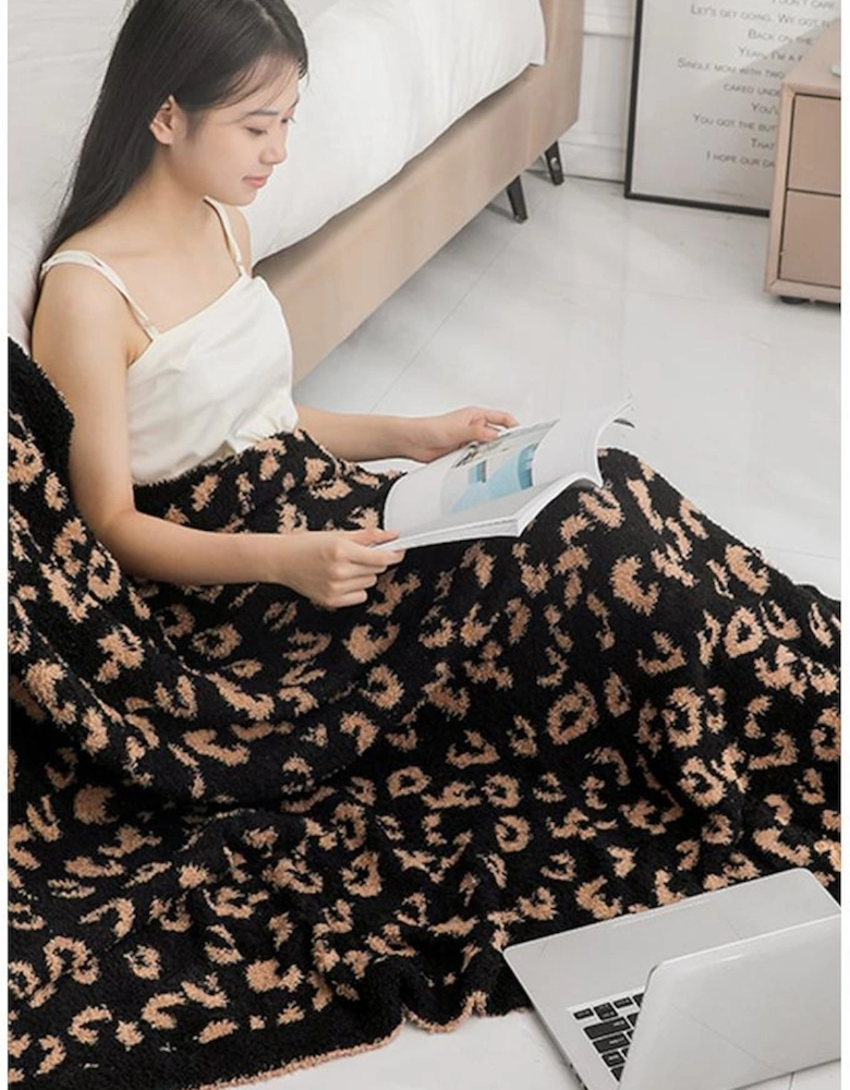 Black Leopard Grain Knitting Blanket 127*152CM