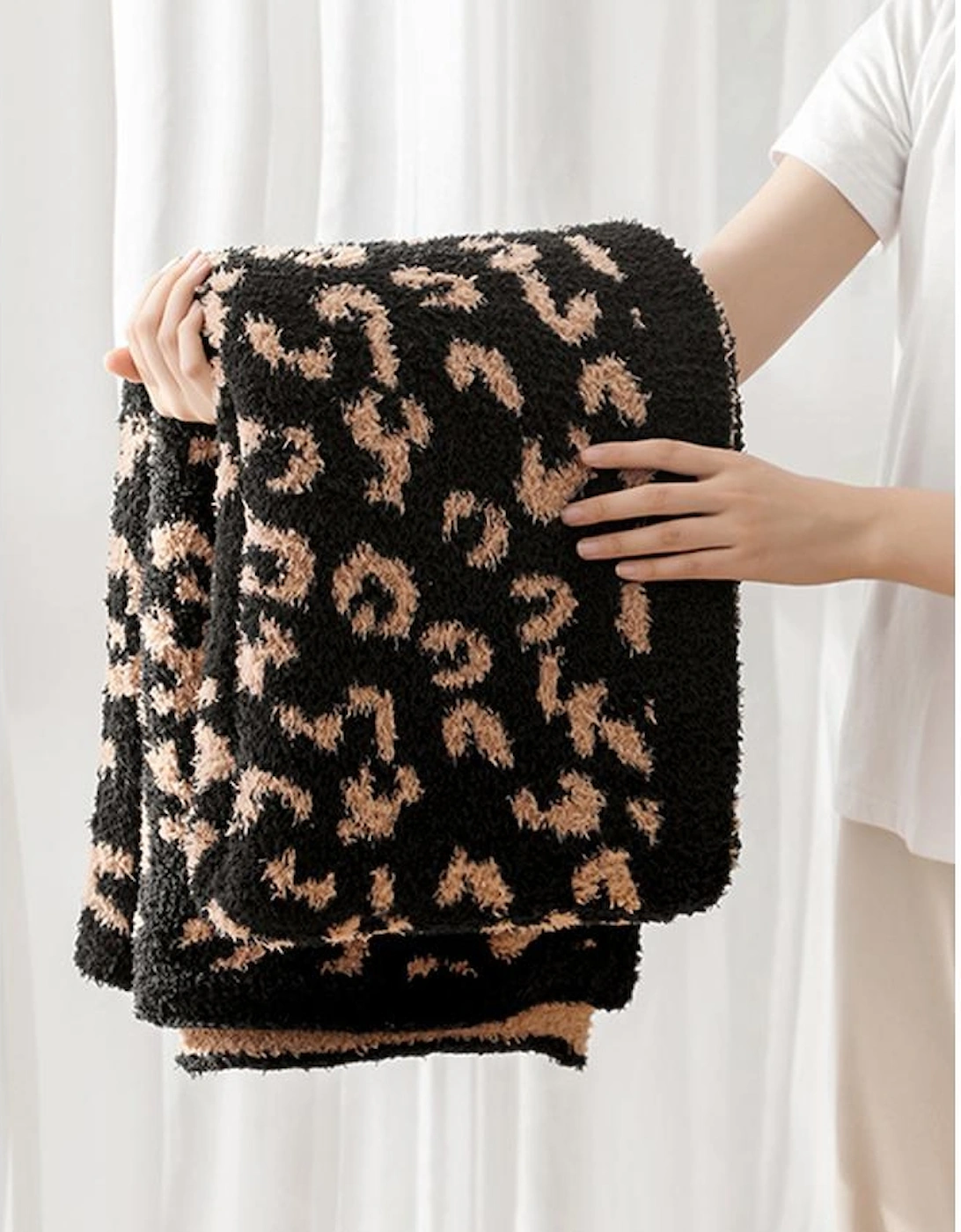 Black Leopard Grain Knitting Blanket 127*152CM, 6 of 5