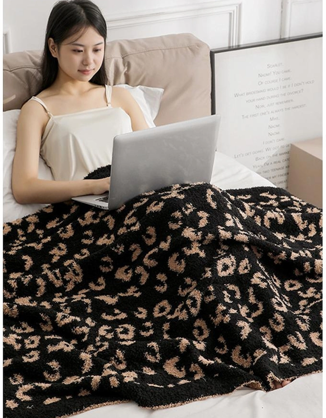 Black Leopard Grain Knitting Blanket 127*152CM