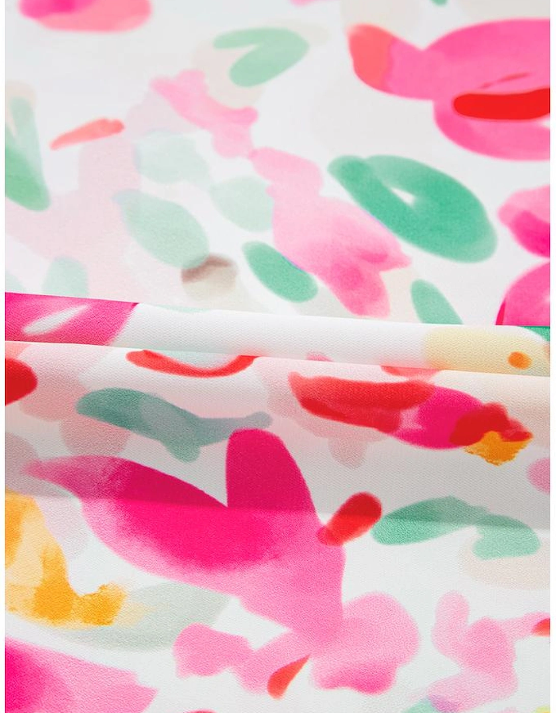 Rose Floral Print Flutter Sleeve Round Neck Casual Blouse