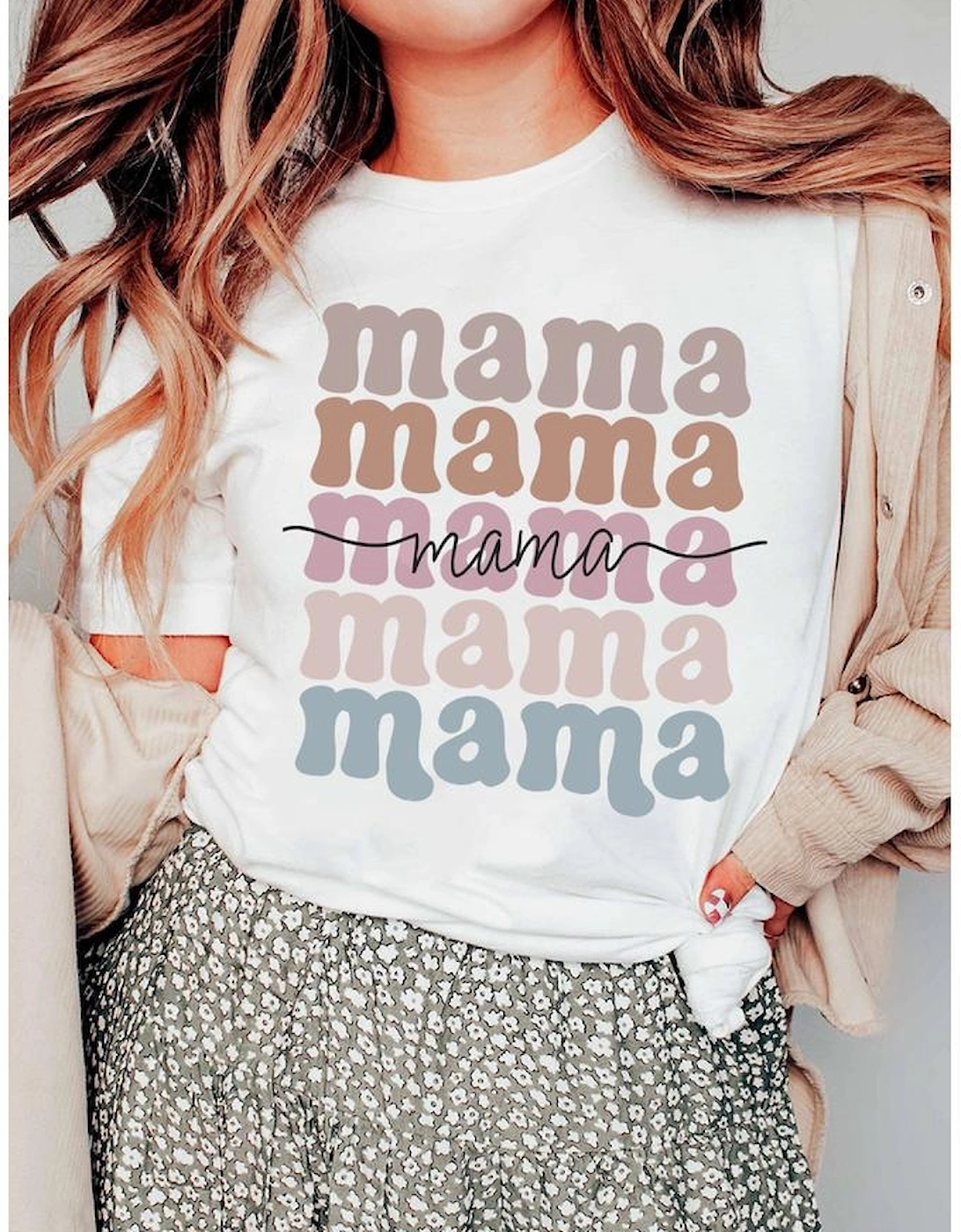 White mama Lettering Printed Crew Neck Tee, 7 of 6