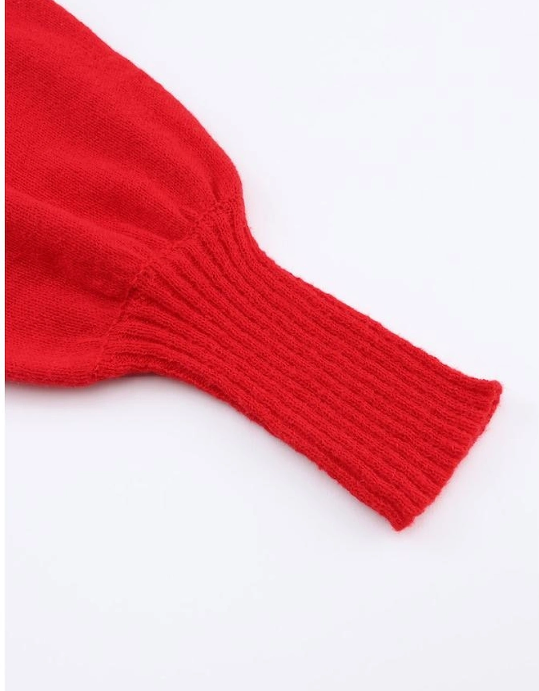 Red Merry Letter Embroidered High Neck Sweater