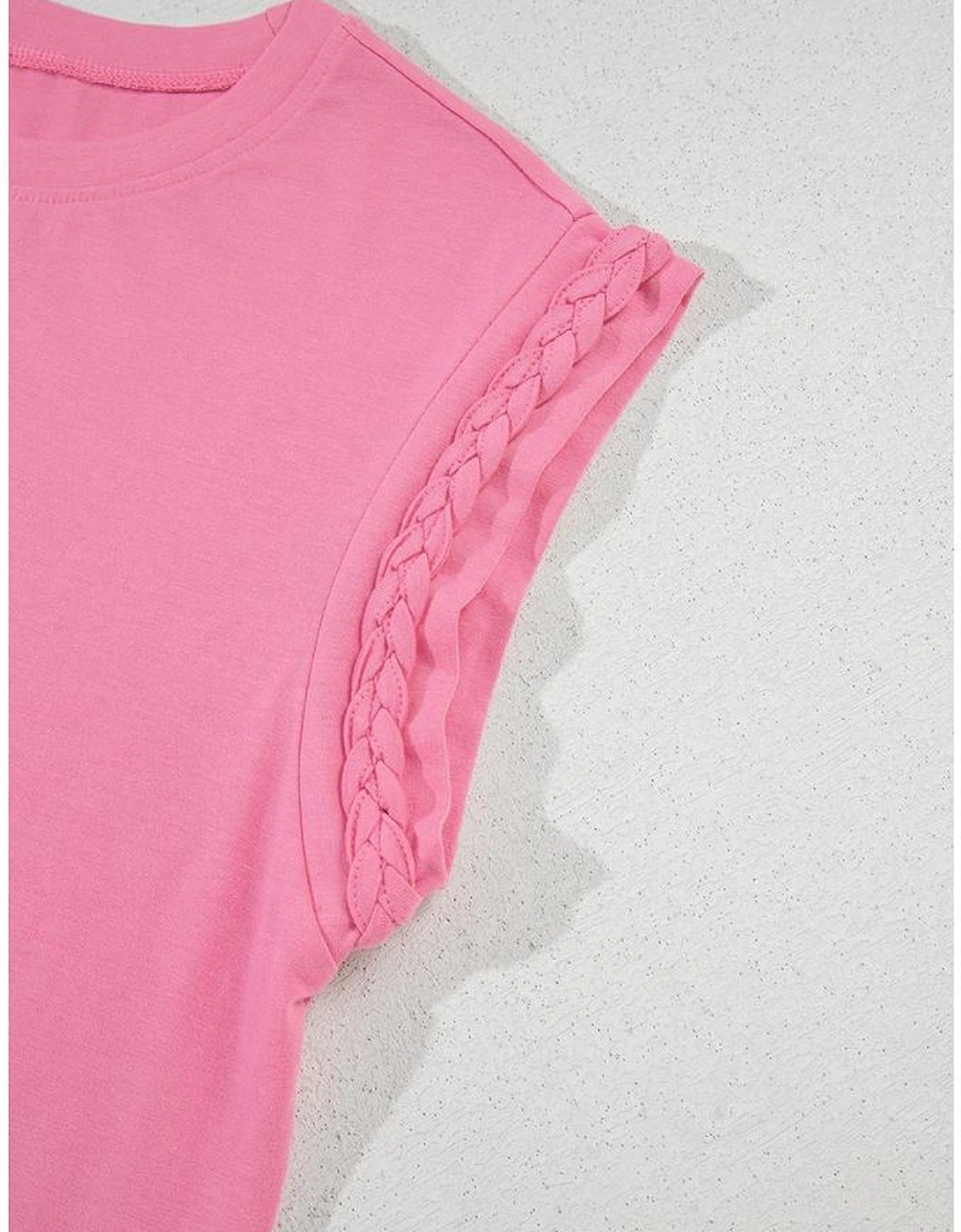 Bonbon Braided Cap Sleeve Crew Neck T Shirt