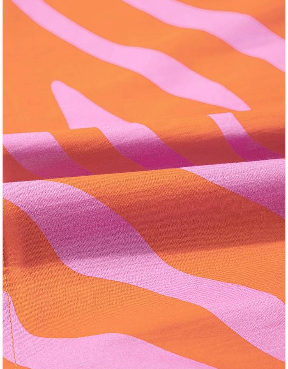 Orange Zebra Stripe Print Ruched Cuff Half Sleeve V Neck Blouse