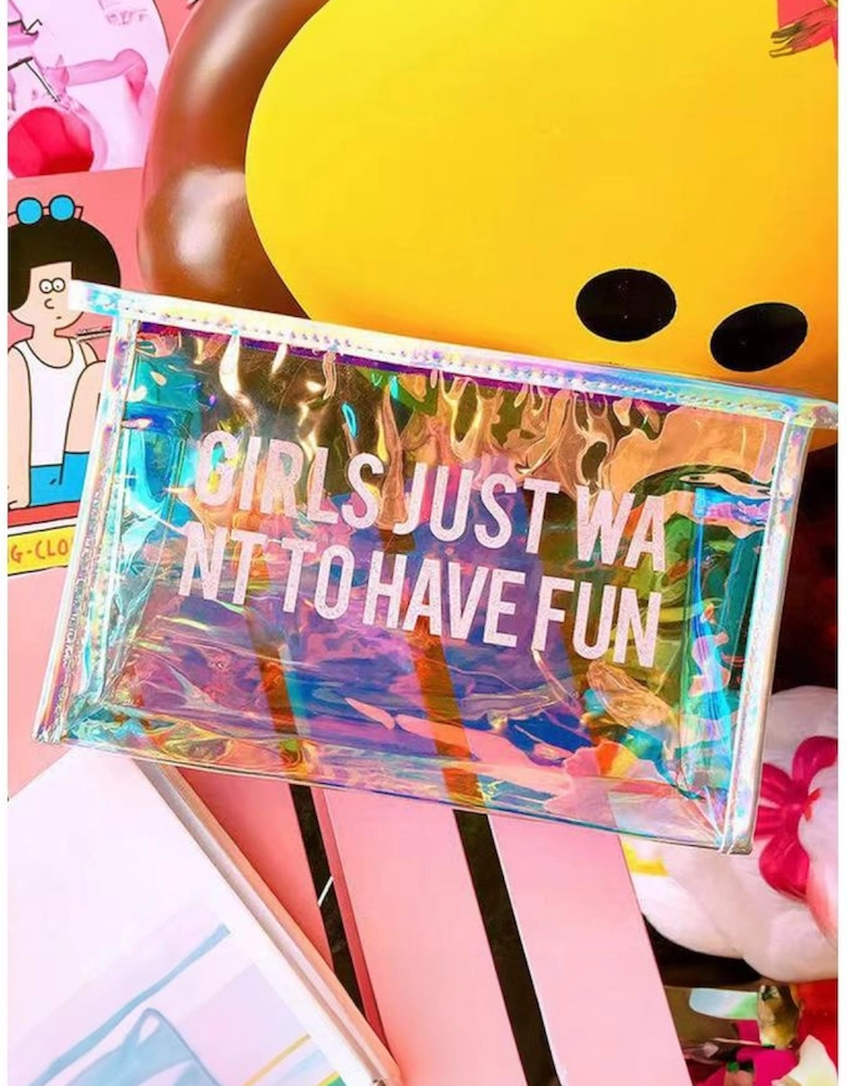 White Laser Waterproof Zipper Makeup Bag